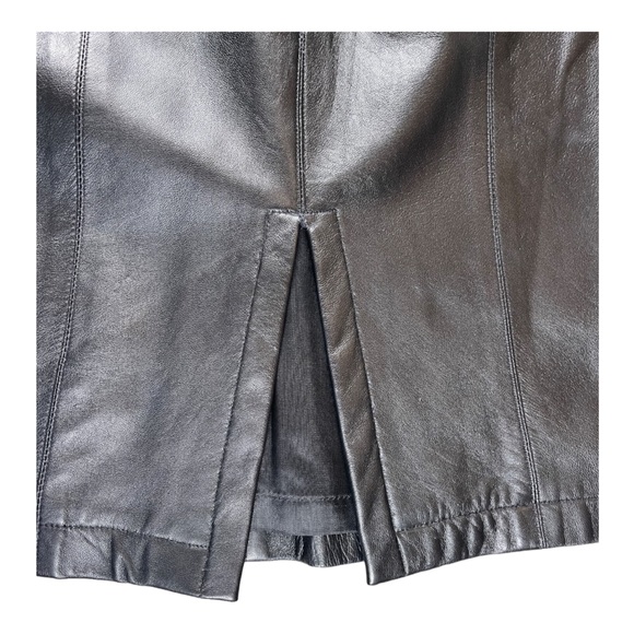Saks Fifth Avenue black leather pencil skirt 12 - Picture 4 of 6